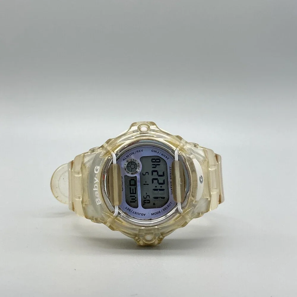 Casio Baby-G BG-169R Women Watch 43mm Gray Digital Clear Resin Alarm New Battery